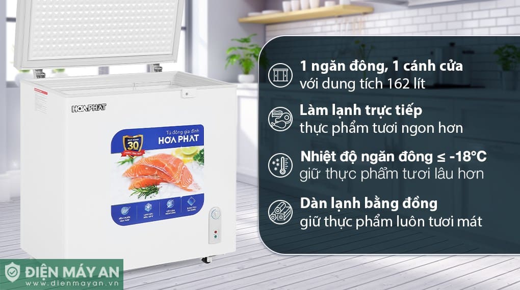 Tủ đông Hòa Phát 162 Lít HPF AD6162